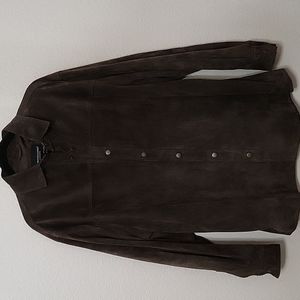Pronto Uomo men's suede/ leather jacket, size XL. Dark brown.